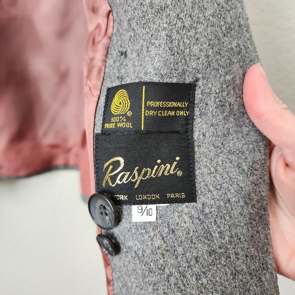 RASPINI x VINTAGE wool long line lapel blazer in‎ grey - Picture 7 of 15
